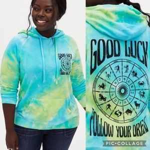 TORRID• green tie dye follow dreams hoodie